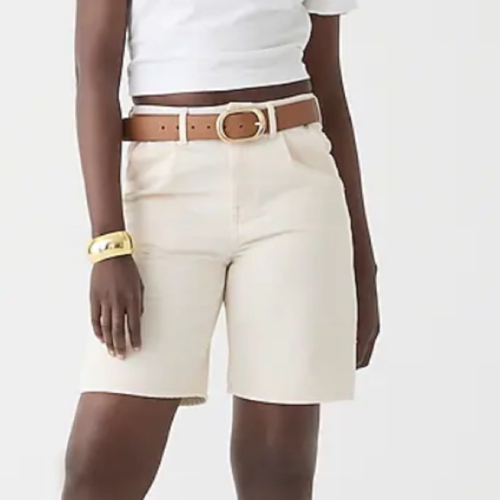 JCrew Midlength denim shorts ecru high-waist classy off white jeans white